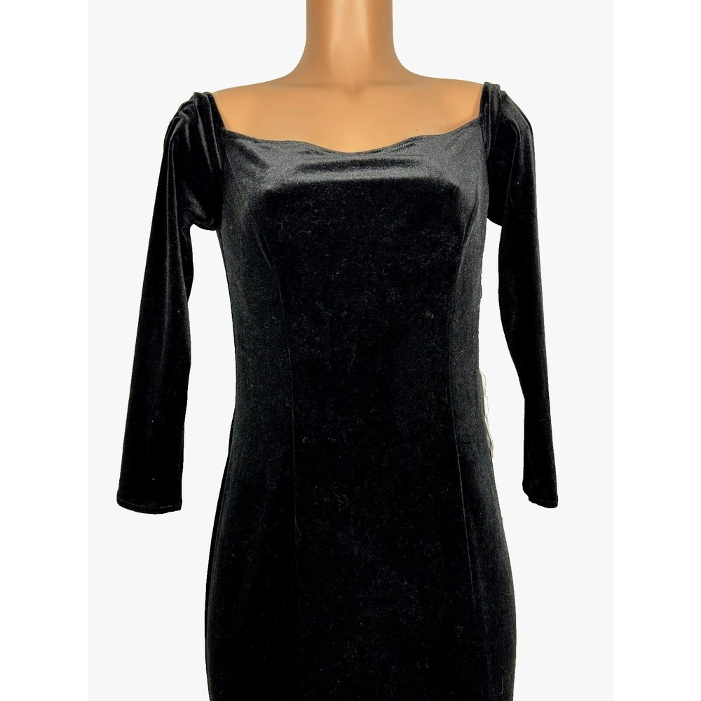 TTY Bridal Women's Size 8 Black Off The Shoulder Velvet Mermaid Evening Gown - Picture 3 of 16